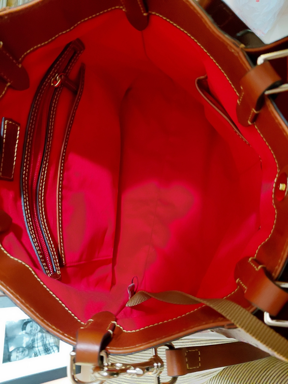 Dooney & Bourke Chestnut Brown Textured Leather Shoulder Bag - Picture 3 of 4